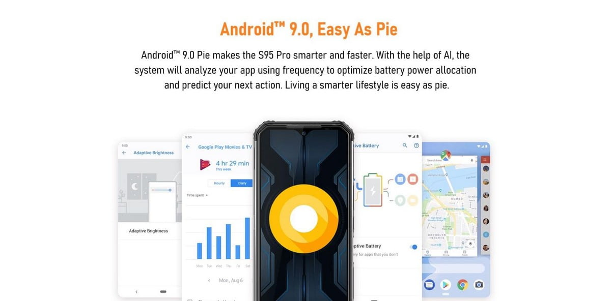 Предустановленный Android 9.0 на Doogee S95 Pro На Doogee S95 Pro установлен Android 9